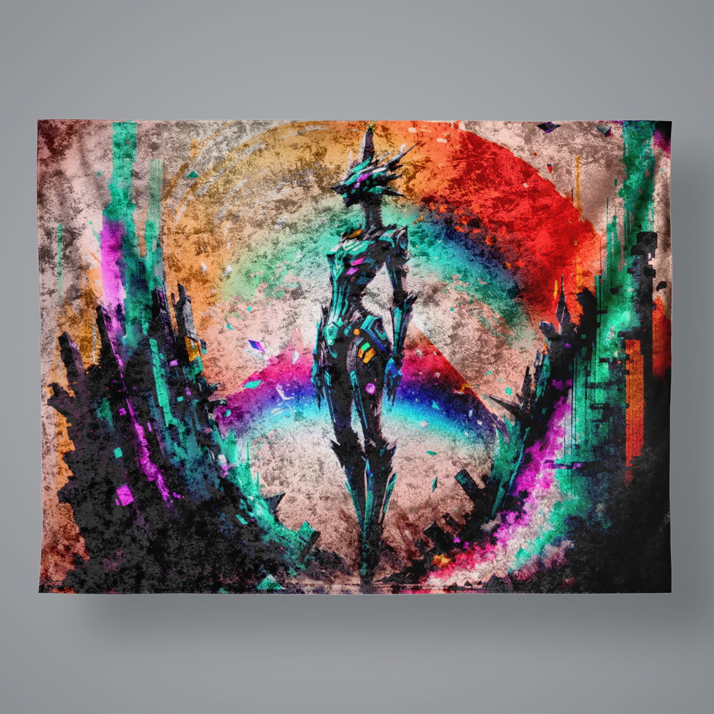 A glitched out cyber alien design