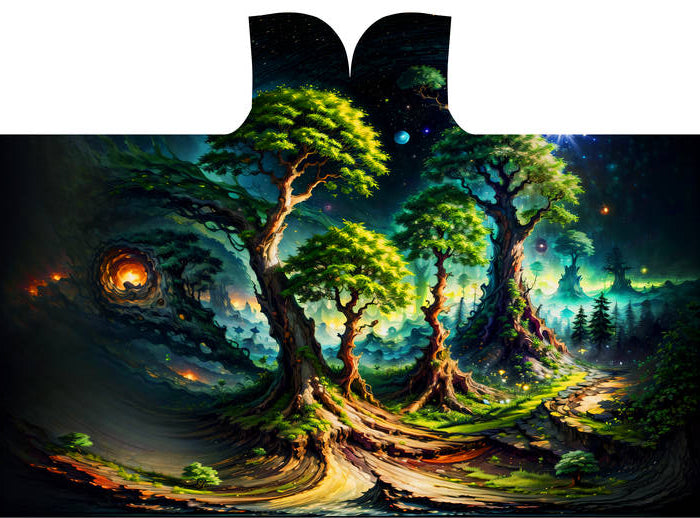 Trippy trees in a tangled tapestry of psychedelic scenery
